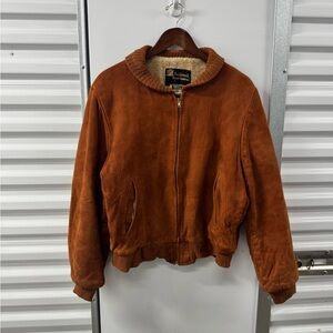 Vintage Oakbrook Sportwear Suede Leather Sherpa Lined Jacket Mens S/M  Sears 70s